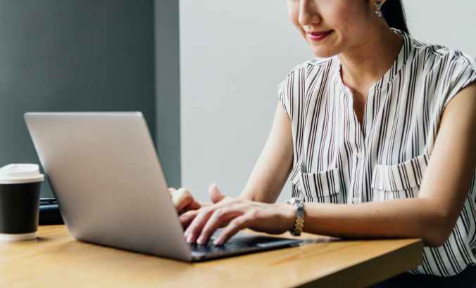 woman using laptop